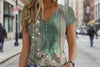 Women’s Floral Lace Sleeve Top – Elegant Short Sleeve Blouse by FitiqueFit