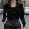 Elegant Satin Blouse - Women's Versatile Long Sleeve Shirt by FitiqueFit