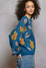 POL Floral Pattern Round Neck Balloon-Sleeve Sweater by FitiqueFit