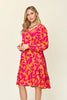 Double Take Full Size Printed Ruffle Hem Dress with Pocket Stylish & Functional Women Dress by Stevvex