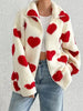 Cute Heart Zip Up Drop Shoulder Furry Jacket Cozy & Trendy Cold-Weather Essential Warm Soft Winter Jacket For Your Girl by Stevvex