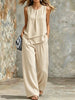 Women's Sleeveless Two-Piece Set – Solid Color Wide-Leg Pants & Top by FitiqueFit