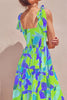 Long Floral Tie-Shoulder Smocked Midi Dress Perfect For Vacation & Summer Days by Stevvex