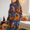 Women’s Hollow Out Batwing Top – Halloween Pumpkin Print Blouse by FitiqueFit