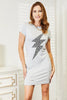 Light Gray Double Take Leopard Lightning Graphic Tee Dress Simple And Effortless Style Tee Dress by Stevvex