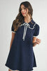 Ruffle Trimmed Collar Fine Knit Mini Dress For Women – Ruffle Mini Dress, Fine Knit Dress, Collar Dress, Feminine Mini Dress, Chic Knit Dress by Stevvex