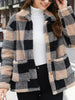 Beautiful Red Women Drop Shoulder Fuzzy Button-Up Jacket Soft And Comfortable Casual Fit Jacket by Stevvex