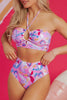 Pink Floral Printed Halter Neck High Waist Bikini by Wild and Free Boutique