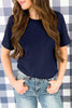 Round Neck Rolled Sleeve T-Shirt by Simply Love