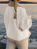 Fuzzy Collared Neck Long Sleeve Jacket with Buttoned Closure and Cozy Pockets by Stevvex