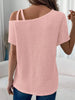 Asymmetrical Neck Short Sleeve T-Shirt by Simply Love