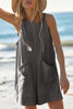 Lovelet Round Neck Sleeveless Romper with Pockets