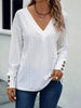 Eyelet V-Neck Long Sleeve T-Shirt by Simply Love