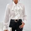 Women’s Ruffled Collared Blouse | Long Sleeve Dressy Work Top by FitiqueFit