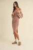 Stripe Crop Cardigan and Bodycon Dress Sweater Set – Two-Piece Knit Set, Striped Crop Cardigan Dress, Cozy Sweater Dress Set, Chic Layered Knit Outfit by Stevvex