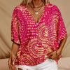 Mandala Print V-Neck Blouse – Casual Vacation Top by FitiqueFit