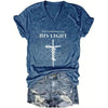 Women's V-Neck T-Shirt Geometric Cross Casual Summer Short Sleeve Top by FitiqueFit