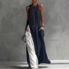 Women's Sleeveless Loose Contrast Color Dress with Pockets by FitiqueFit