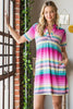 Colorful Full Size Striped Short Sleeve Mini Tee Dress Plus Size Casual Essential Summer Dress by Stevvex