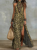 Women's Printed Scarf-Style Maxi Dress – Sleeveless, Split, Loose Boho by FitiqueFit