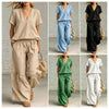 V-Neck Loose Short-Sleeve Top & Pants Set – 7 Colors, S–5XL by FitiqueFit
