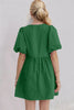 Elegant Ruched Puff Sleeve Mini Dress Vintage Bow Detail Cute Short Dress for Women by Stevvex