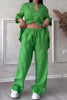 Wide-Leg Pants & Lace-Up Top Two-Piece Set – Solid Color, 12 Colors S–5XL by FitiqueFit