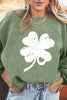 Grass Green St Patricks Corded Distressed Clover Graphic Sweatshirt