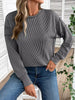 Side Slit Round Neck Sweatshirt by Wild and Free Boutique