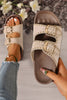 Camel Embroidered Trim Retro Buckle Faux Suede Slippers by Wild and Free Boutique
