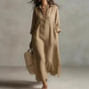 Women's Casual Long-Sleeve Linen Shirt Dress – Relaxed Fit by FitiqueFit