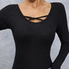 Cross‑collar long sleeve slim tee by FitiqueFit