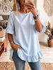 Women's Striped Ruffle-Sleeve Loose-Fit Blouse – Three-Quarter Sleeve by FitiqueFit