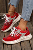 White Rhinestone PU Leather Platform Casual Sneakers by Wild and Free Boutique