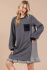Striped Patchwork Round Neck Terry Sweatshirt Dress For Women – Casual, Trendy, Cozy, Playful, Relaxed Vibe for Everyday Wear by Stevvex