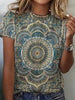 Women's Geometric Print Long Sleeve Loose Casual Tee by FitiqueFit