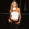 Women's Solid Color Slim Fit Crop Top With Halter Neck by My Store