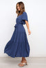 Front Tie Short Sleeve Tiered Midi Dress