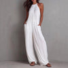 Women's Sleeveless Open-Back Wide-Leg Pleated Jumpsuit by FitiqueFit