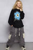 POL Floral Pattern Round Neck Sweater with Exposed Stitching by FitiqueFit