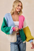 BiBi Color Block Open Front Sweater Cardigan by FitiqueFit