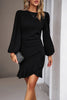 Elegant Black Ruffled Balloon Sleeve Mini Dress Luxury & Playful Statement Piece Simple Dress by Stevvex