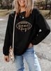 Black Football Graphic Game Day Embroidered Corded Sweatshirt by Wild and Free Boutique