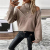 Women’s Elegant Off-Shoulder Turtleneck Sweater — Long Sleeve Knit Top by FitiqueFit