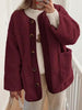 Modern Cozy Women Luxuriously Cozy Contrast Button Up Sherpa Jacket with Pockets For Fall & Winter by Stevvex