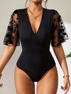 Surplice Lace Flutter Sleeve Bodysuit