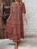 Retro Loose Mixed Color Half Sleeve Dress