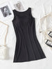 Classic Round Neck Wide Strap Mini Dress With Built-In Bra Comfortable Sleeveless Dress by Stevvex