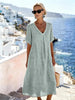 Patchwork Asymmetrical Maxi Dress – Relaxed V-Neck Style by FitiqueFit
