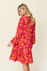 Double Take Full Size Printed Ruffle Hem Dress with Pocket Stylish & Functional Women Dress by Stevvex